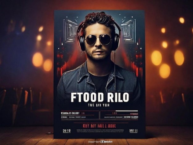 Photo a poster for food and the man in the glasses