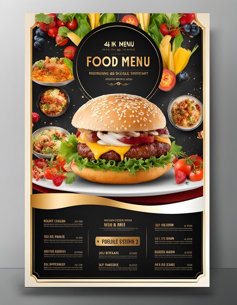 a poster for food and menu for food