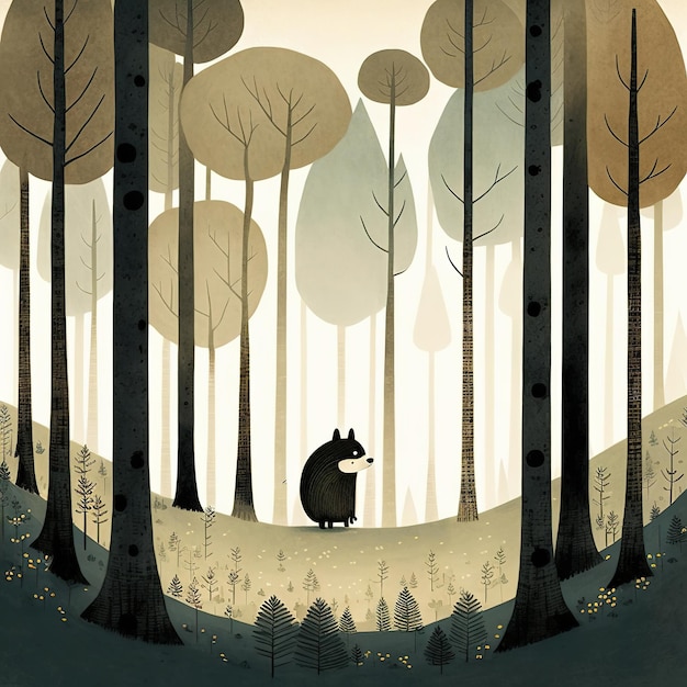 A poster for a forest with a fox in it