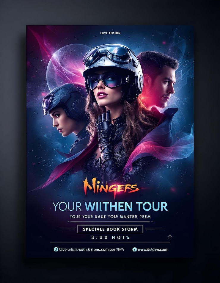Photo a poster for the four people with the words  your tour guide  on it