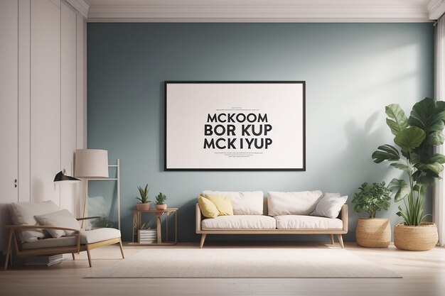 Poster frame in bad room mockup