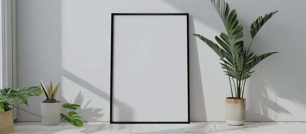 Poster frame mockup showcasing a blank white isolated surface for displaying ad designs