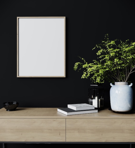 Poster frame in modern black interior