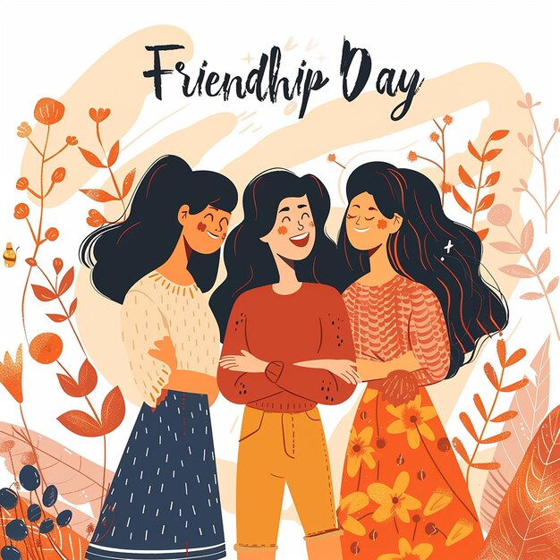 Photo a poster for friendship day with two girls and a girl