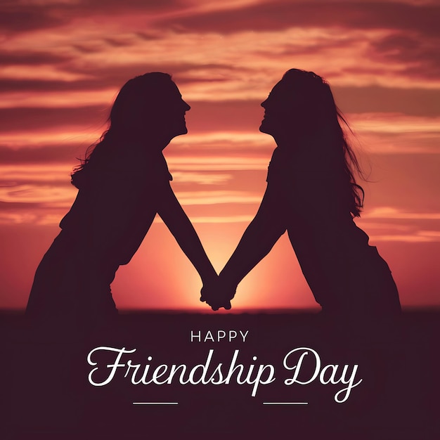 Foto un poster per il giorno dell'amicizia con due donne che si tengono per mano