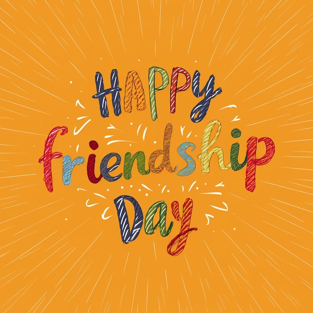 Foto un poster per il giorno dell'amicizia con uno sfondo giallo con un testo felice giorno dell'amichezza