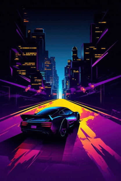 A poster of a futuristic car