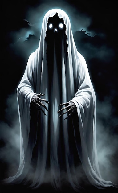 a poster for a ghost called a man in a white robe