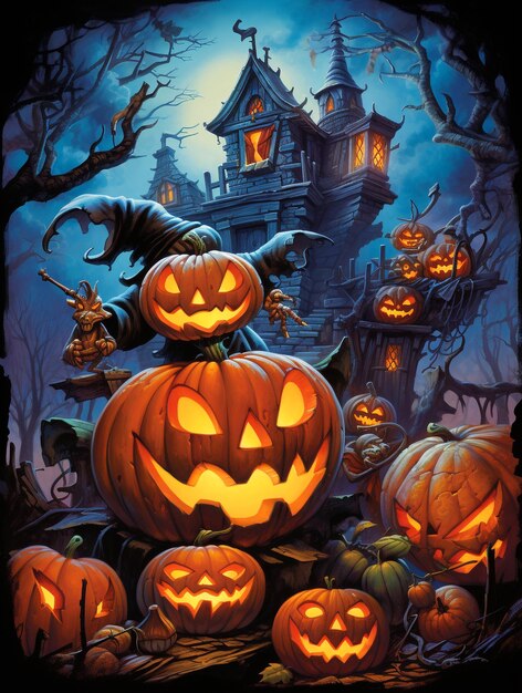 Photo poster of ghosts and ghouls halloween