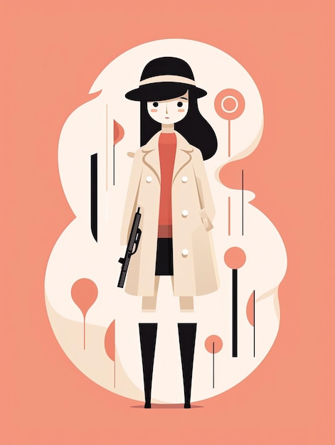 A poster for a girl with a gun in her hand.