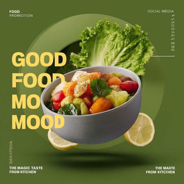 Photo a poster for good food with a bowl of salad