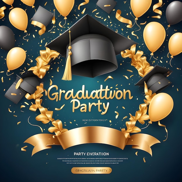 Photo a poster for a graduation party with a banner that says graduation party