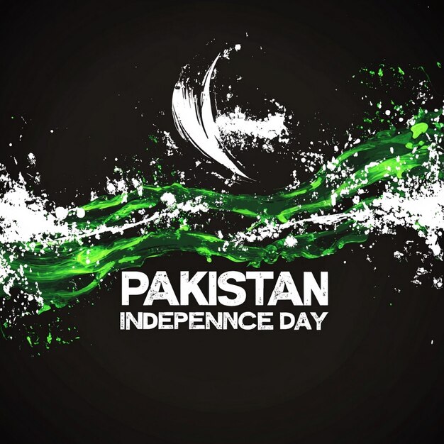 poster of green and white slime with text pakistan independence day