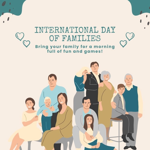 a poster of a group of people with hearts on the top of them