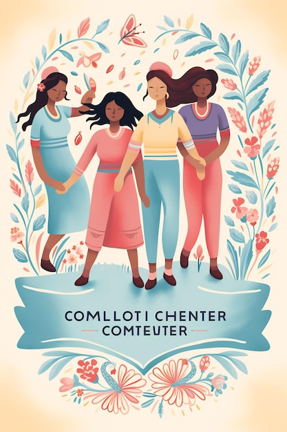 плакат с изображением группы женщин, держащихся за руки.