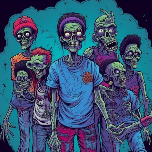 плакат с изображением группы зомби с надписью «зомби».
