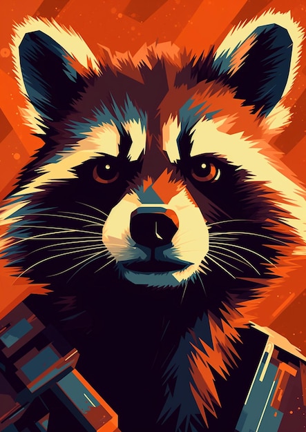 A poster for guardians of the galaxy featuring a raccoon.