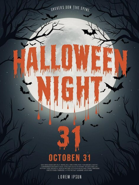 Photo a poster for halloween night with a full moon in the background