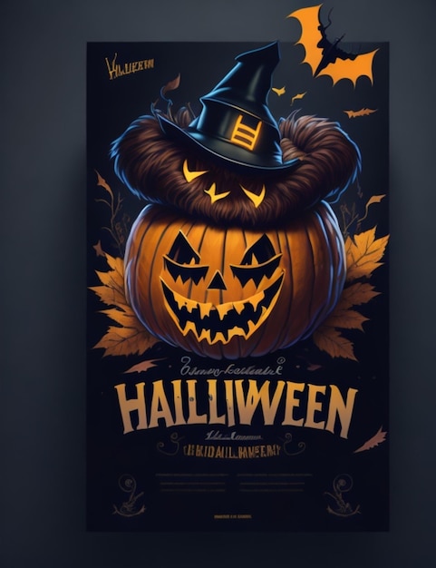 a poster for halloween with a pumpkin on it