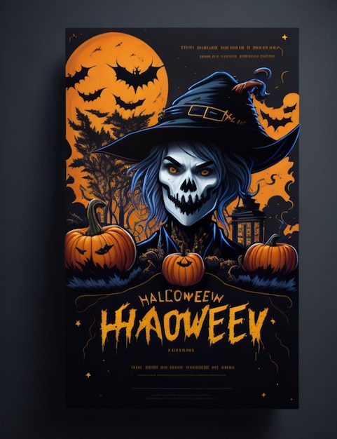 a poster for halloween with a witch on it