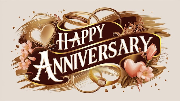 Photo a poster for happy anniversary with a heart shaped design