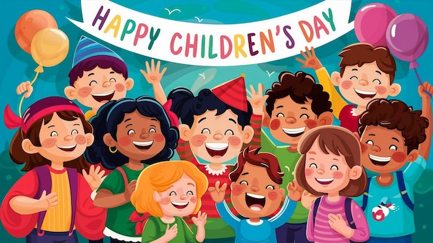 a poster for happy children with happy children