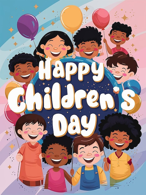 Foto un poster per la giornata dei bambini felici con una giornata dei bambini felice