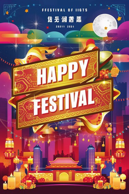 Photo a poster for happy festival with a sign that says happy festival