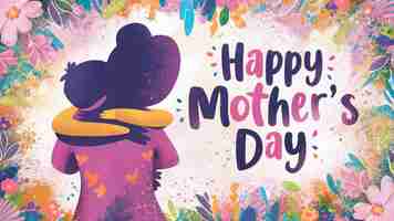 Photo a poster for happy mothers day with colorful hearts and text