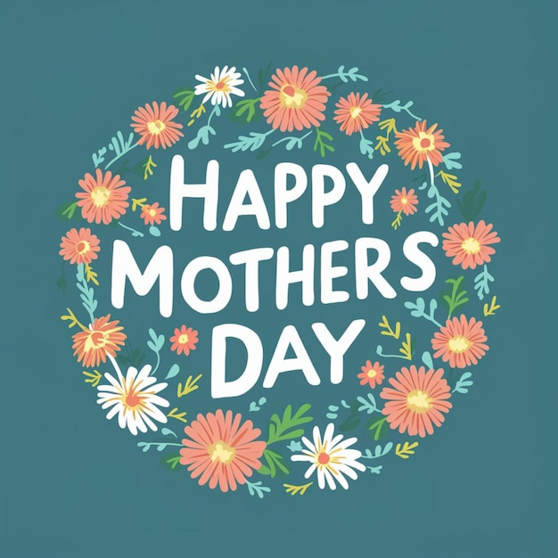 Photo a poster for happy mothers day with flowers and a green background