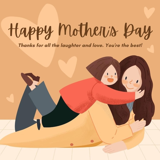 a poster for happy mothers day with a girl on the back