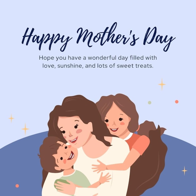 a poster for happy mothers day with a happy mother