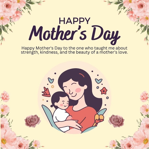 a poster for happy mothers day with a mother and child