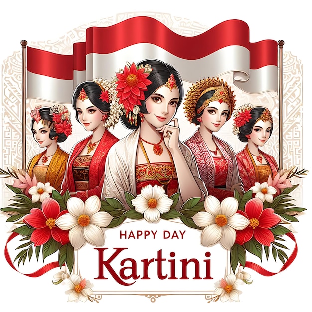 Photo a poster for a hari kartini with a woman in a traditional dress