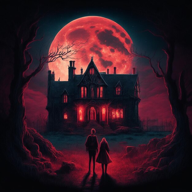 A poster for a horror movie called the house of the moon.