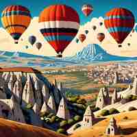 Photo poster illustration a picture of cappadocia turkiye