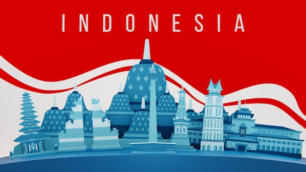 A poster for indonesia with a red and white background and the word indonesia on it