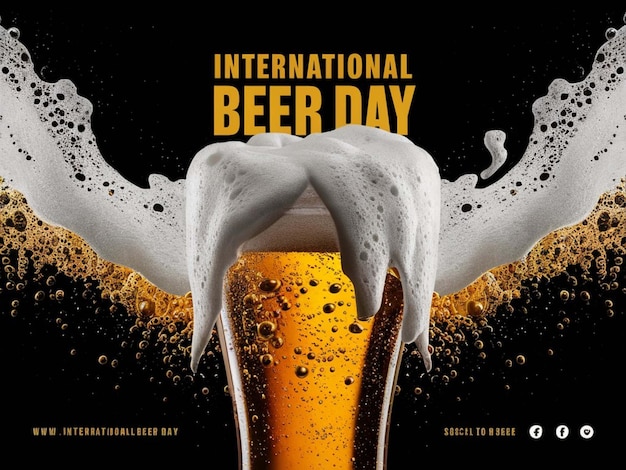 a poster for international beer with a foamy beer