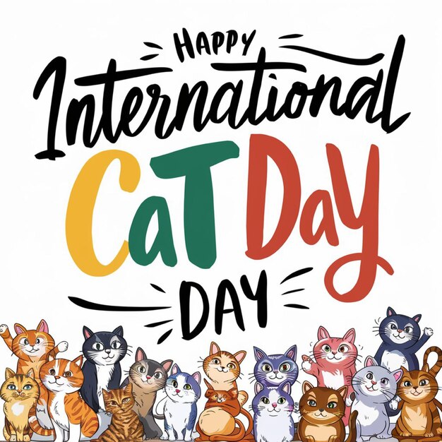 Premium Photo A poster for the international cat day