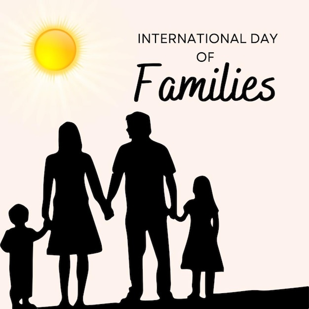 Photo a poster for international families of families with a sun and a sun in the background