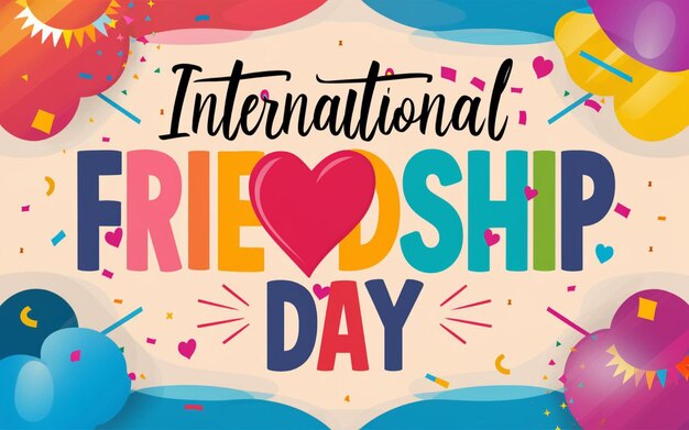 a poster for international friendship day with a heart shaped shadow