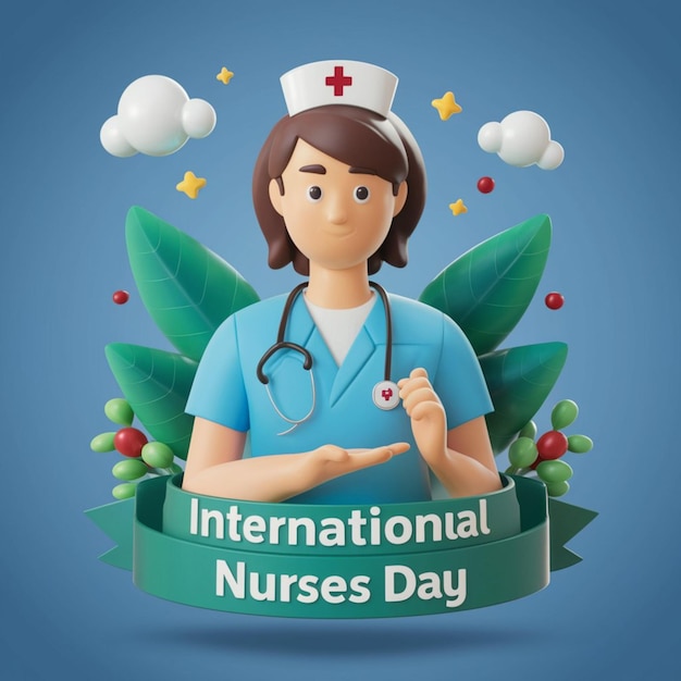 a poster for international nurses day day day with a green ribbon