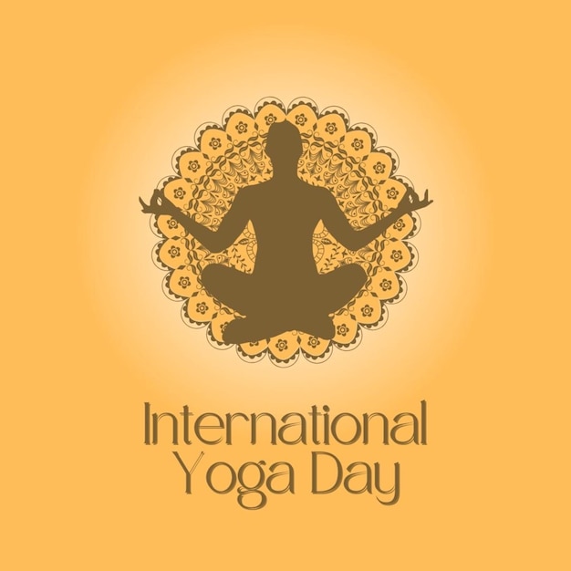 a poster for international yoga day with a circle of text on it