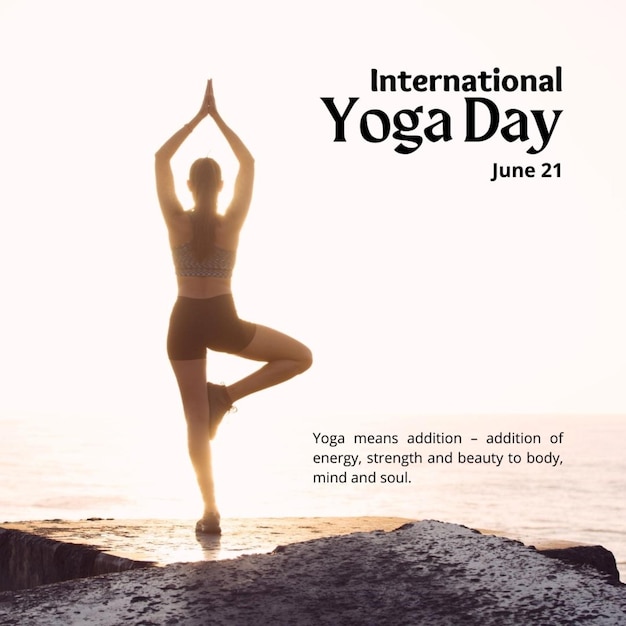 a poster for international yoga day with a woman doing yoga