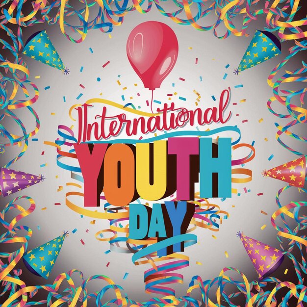 Photo a poster for a international youth day with confetti on the top