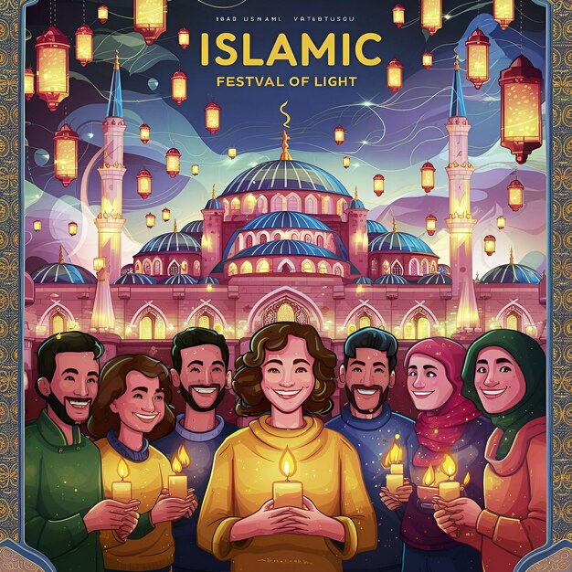 Foto un poster per la festa islamica della luce