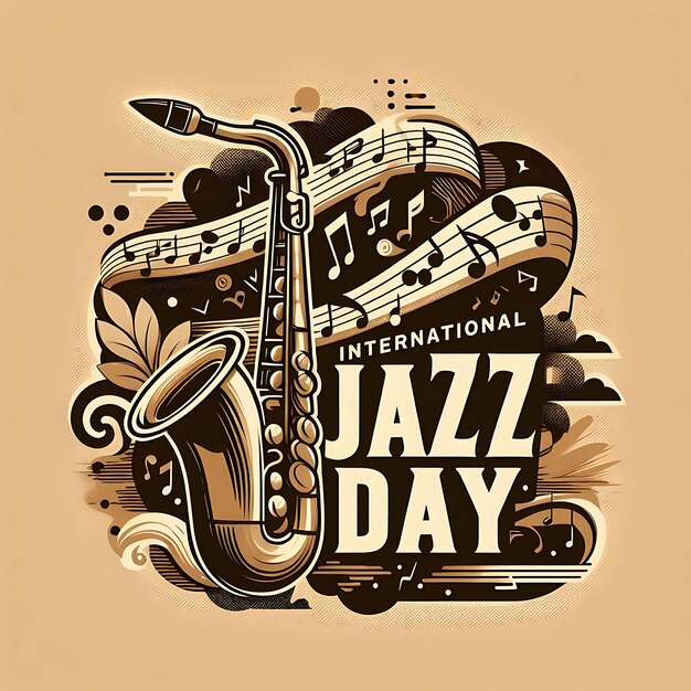 Foto un poster per la giornata del jazz con uno strumento musicale