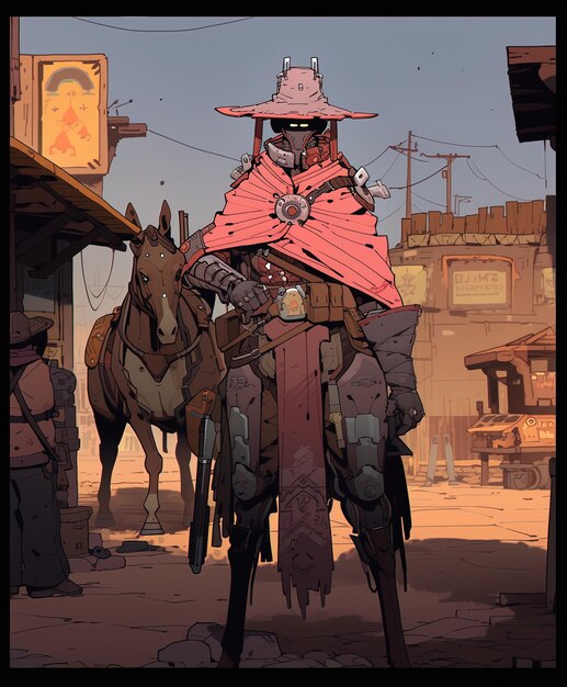 a poster of a knight with a pink hat and a sign that says  the god