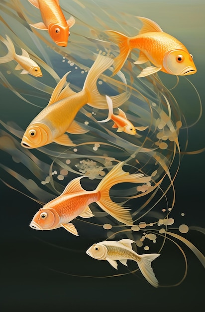 A poster for koi fish in a pond.