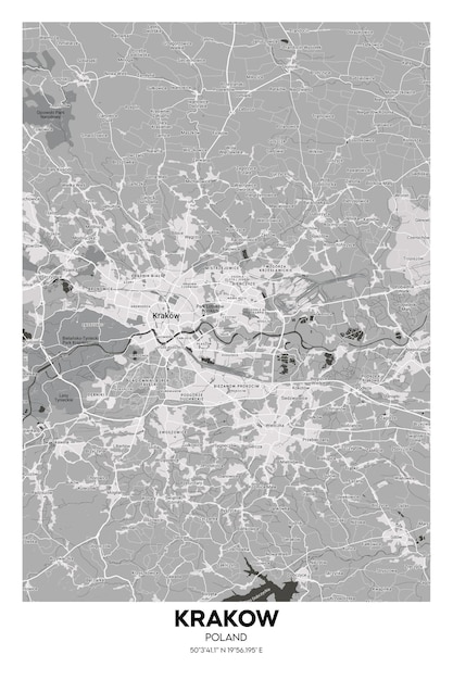 Poster Krakow Poland map